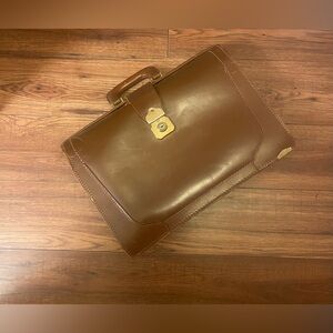 VINTAGE 60s 70s Top Grain Cowhide Leather Briefcase File Storage Bag Case Lawyer